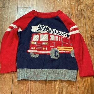 Soft and Warm Cotton and Wool Firetruck Sweater